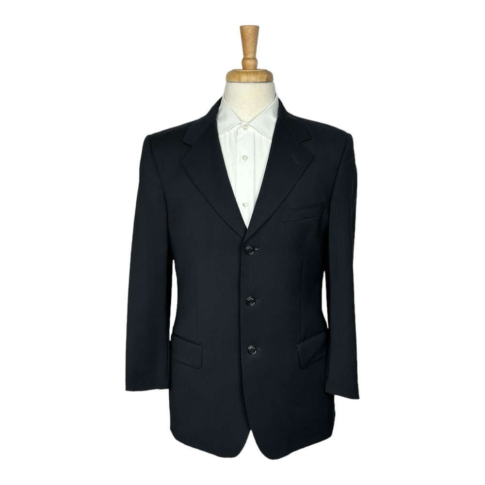 Moschino Black Pure Wool 3-Btn Mens Sport Coat Blazer Jacket Size 42L Italy